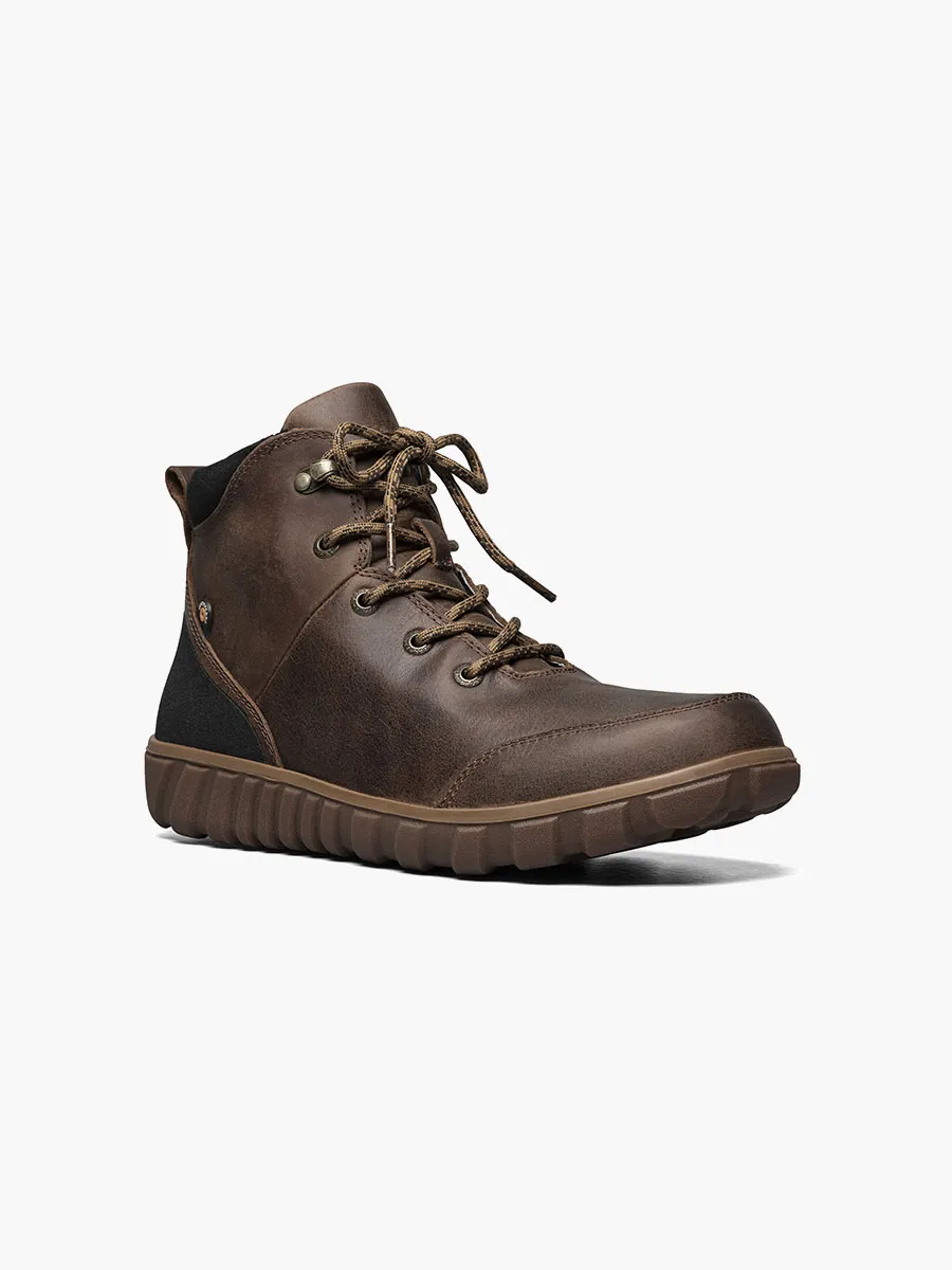 Bogs Mens Classic Casual Waterproof Leather Hiker- Cognac Smoother leather