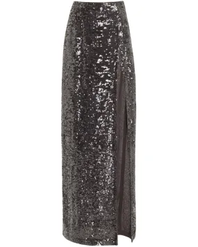 Cacao sequin skirt - high rise maxi - shop now