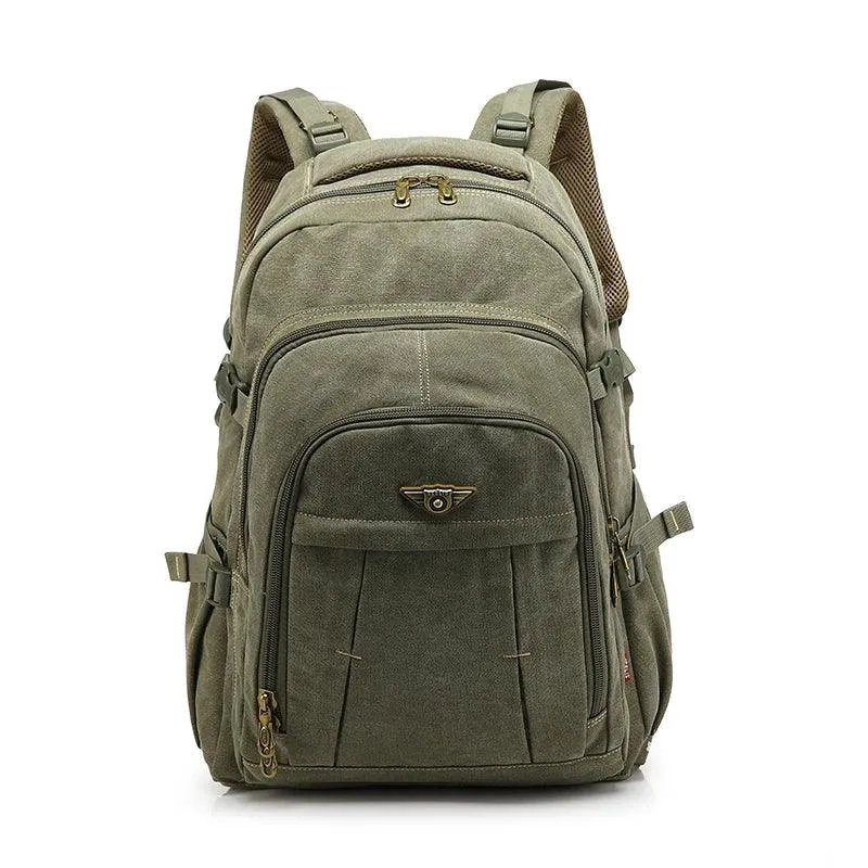 Canvas Military Backpack for Men - Ideal for Travel and School - R337