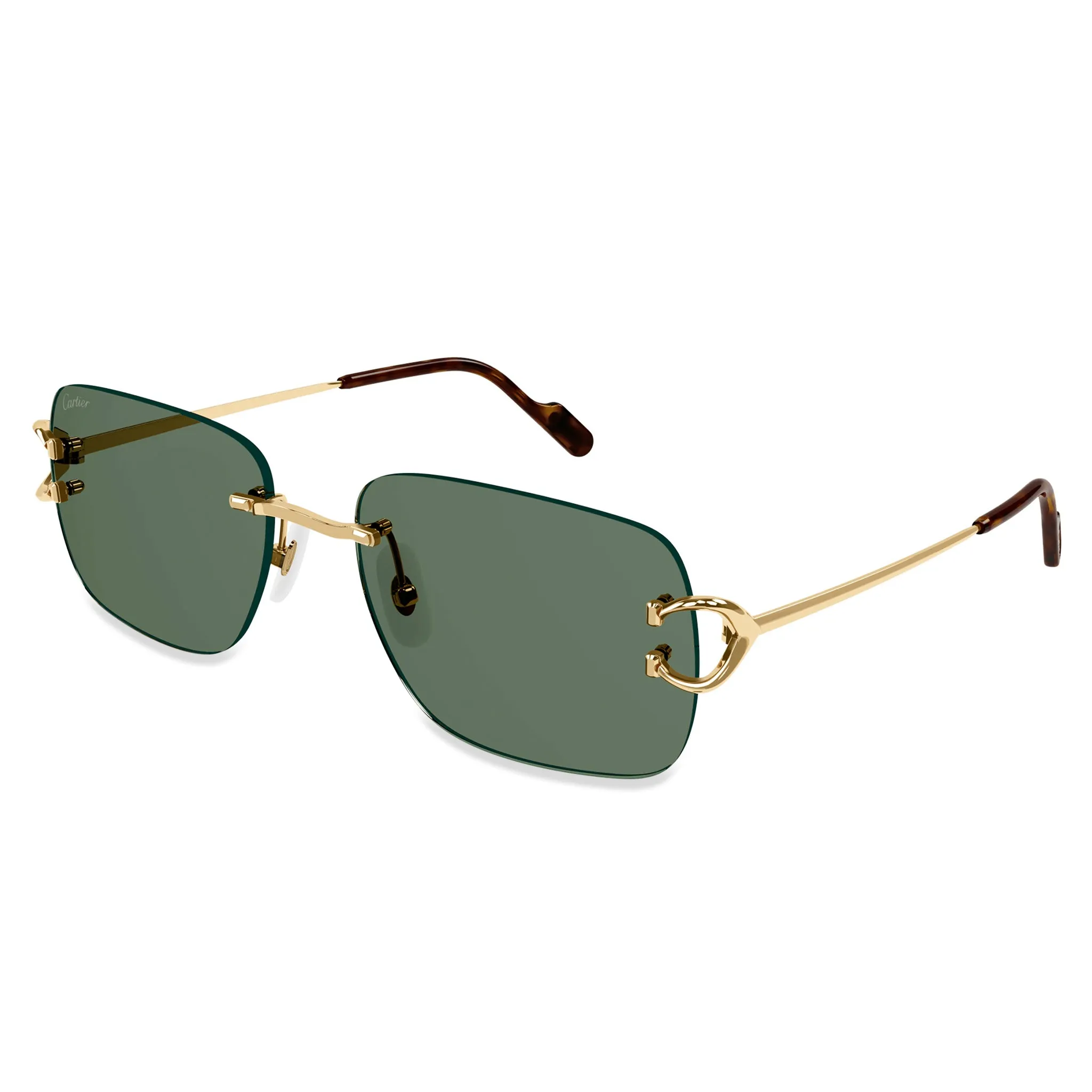 Cartier Sunglasses CT0330S-002 C Decor Gold Green Rimless