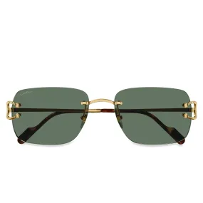 Cartier Sunglasses CT0330S-002 C Decor Gold Green Rimless