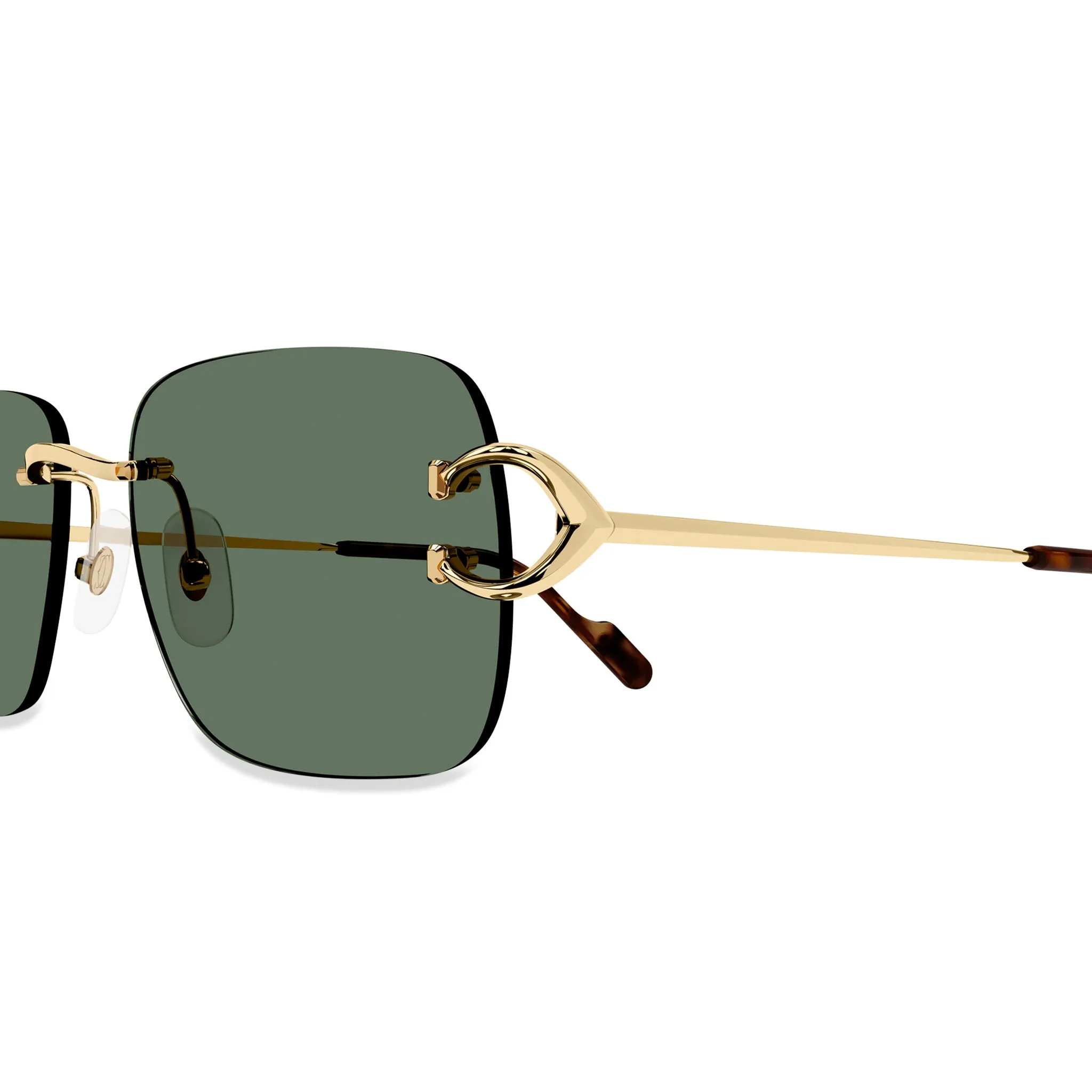 Cartier Sunglasses CT0330S-002 C Decor Gold Green Rimless