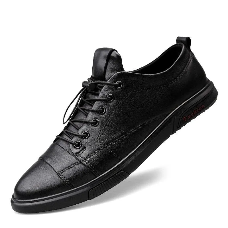 Casual men's leather lace-up flats