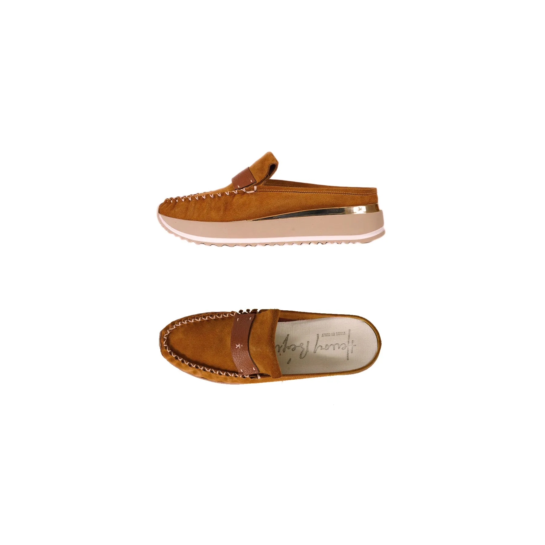 Cognac Suede Slipper Mocker