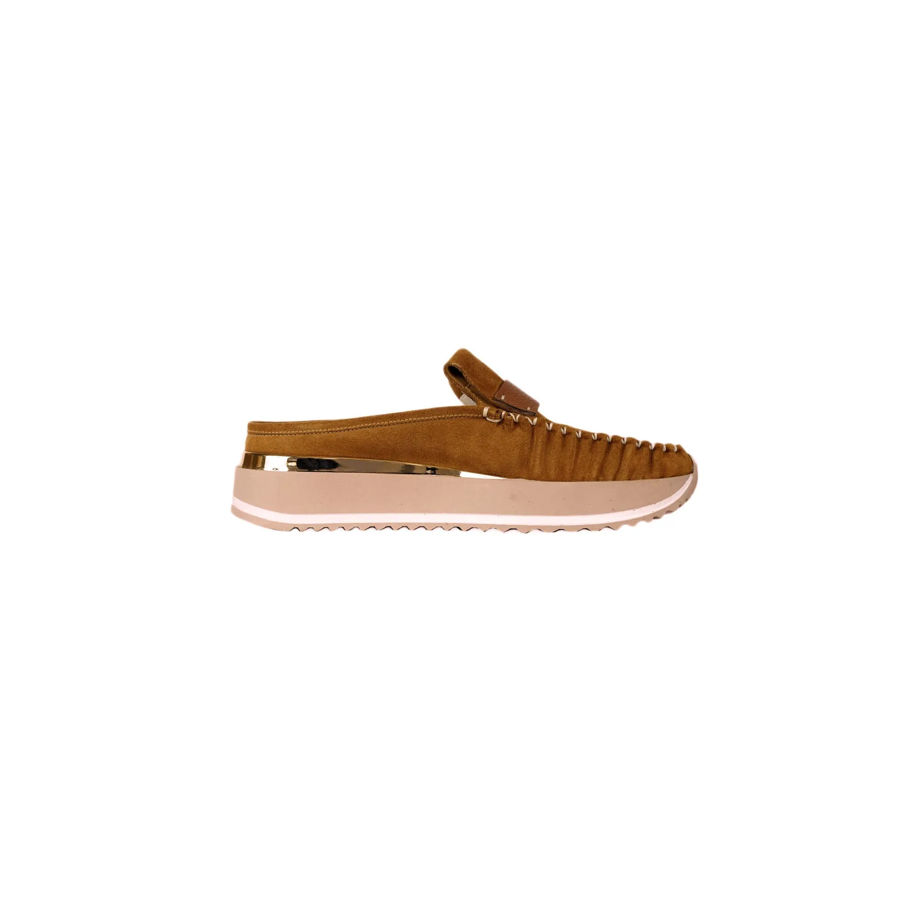 Cognac Suede Slipper Mocker