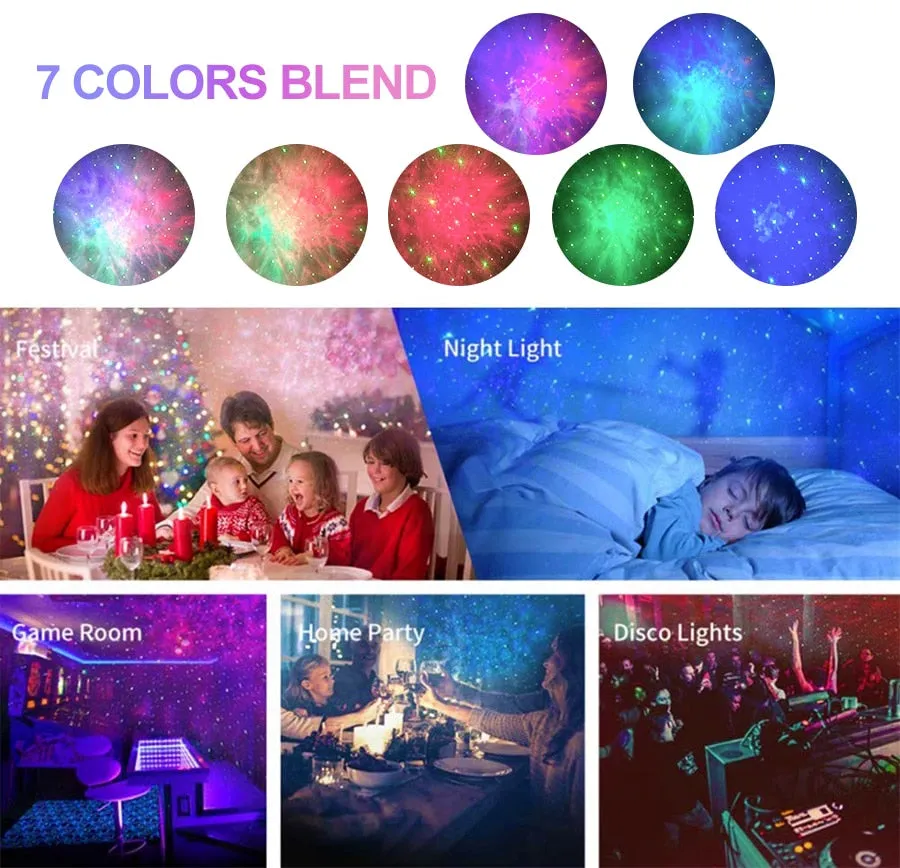 Colorful Nebula Cloud Lamp - Laser Galaxy Starry Sky Projector with Rotating Water Waving Night Light and LED Mood Lighting