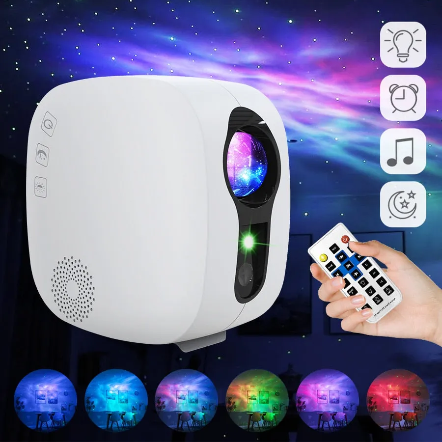 Colorful Nebula Cloud Lamp - Laser Galaxy Starry Sky Projector with Rotating Water Waving Night Light and LED Mood Lighting