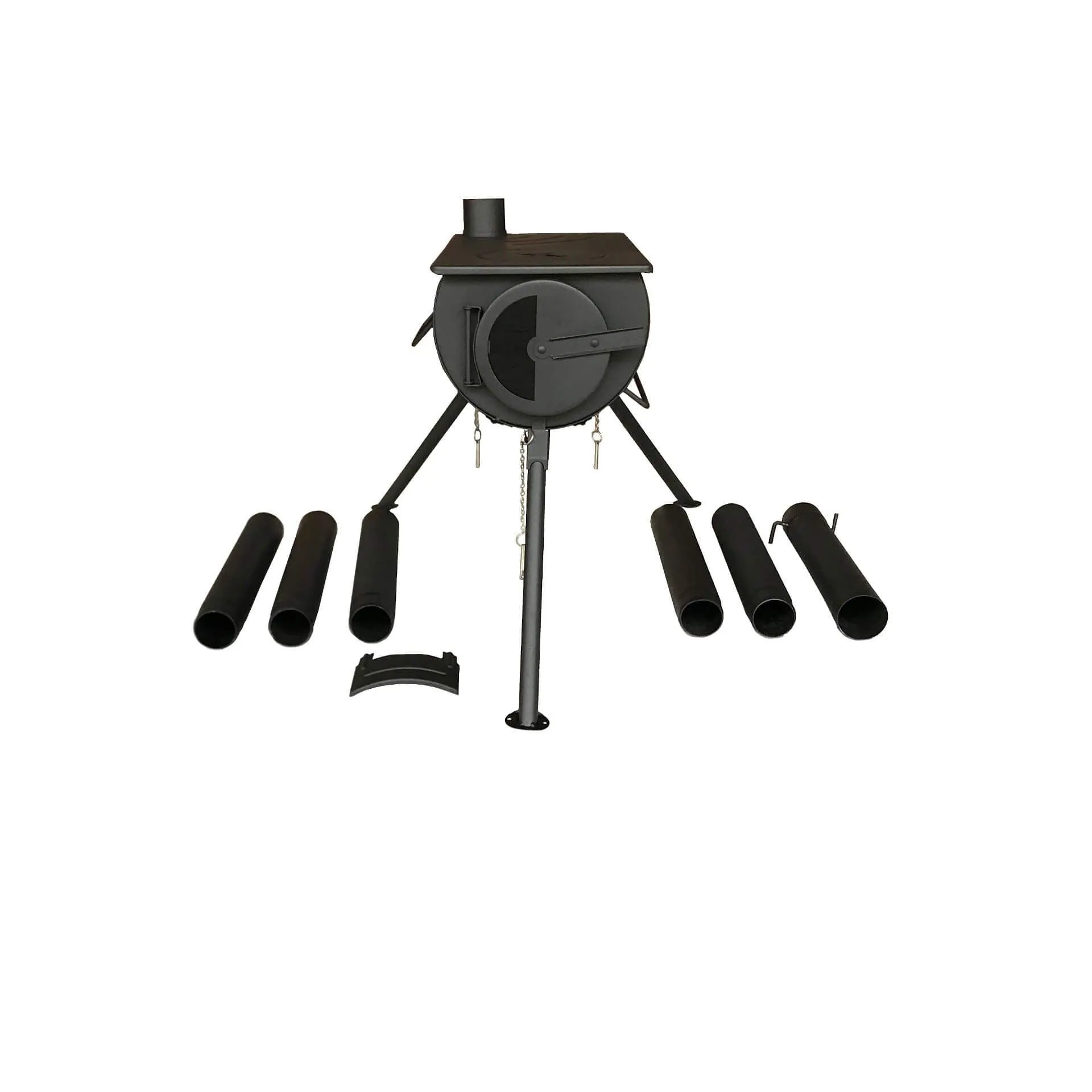 Curved Overland Camping Stove for Wood Burning Expedition Cooking