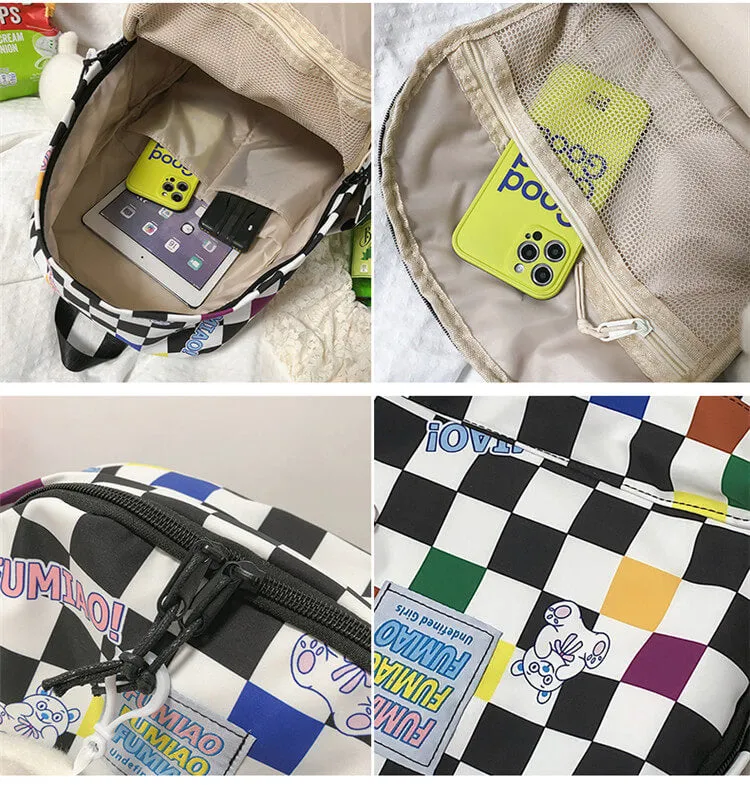 Cute checkerboard backpack - Original niche BY9031