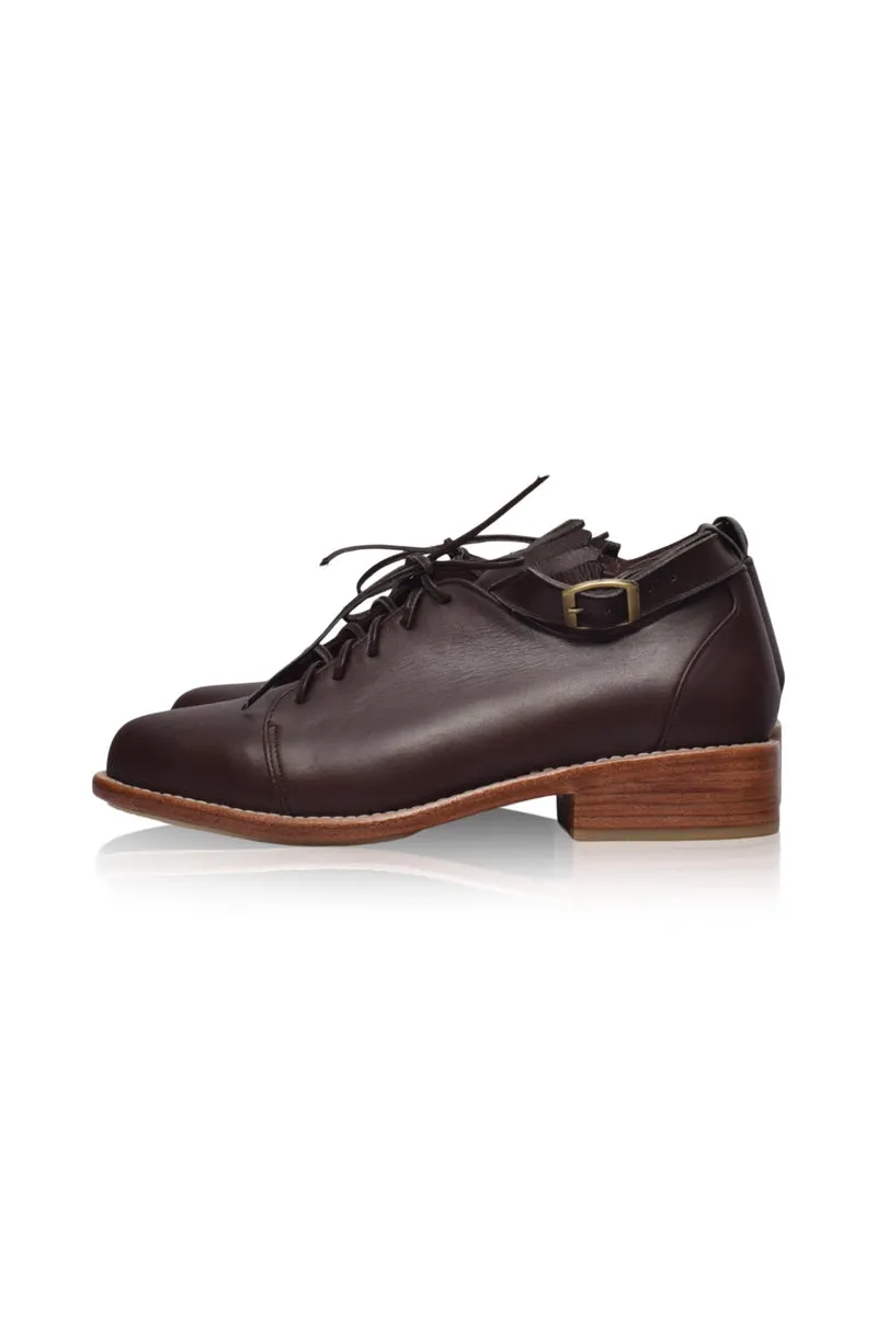 Dark Brown Boston Leather Oxfords.