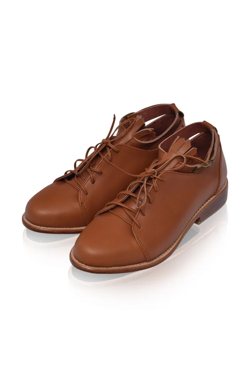 Dark Brown Boston Leather Oxfords.