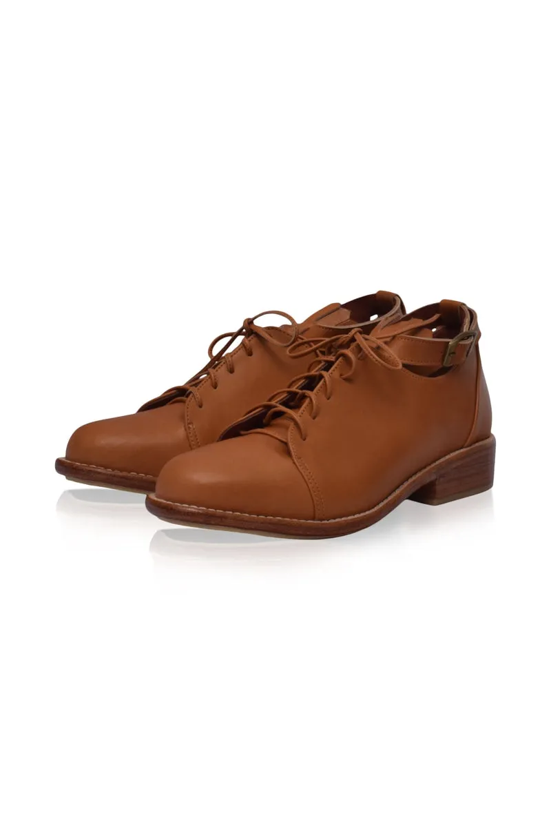 Dark Brown Boston Leather Oxfords.