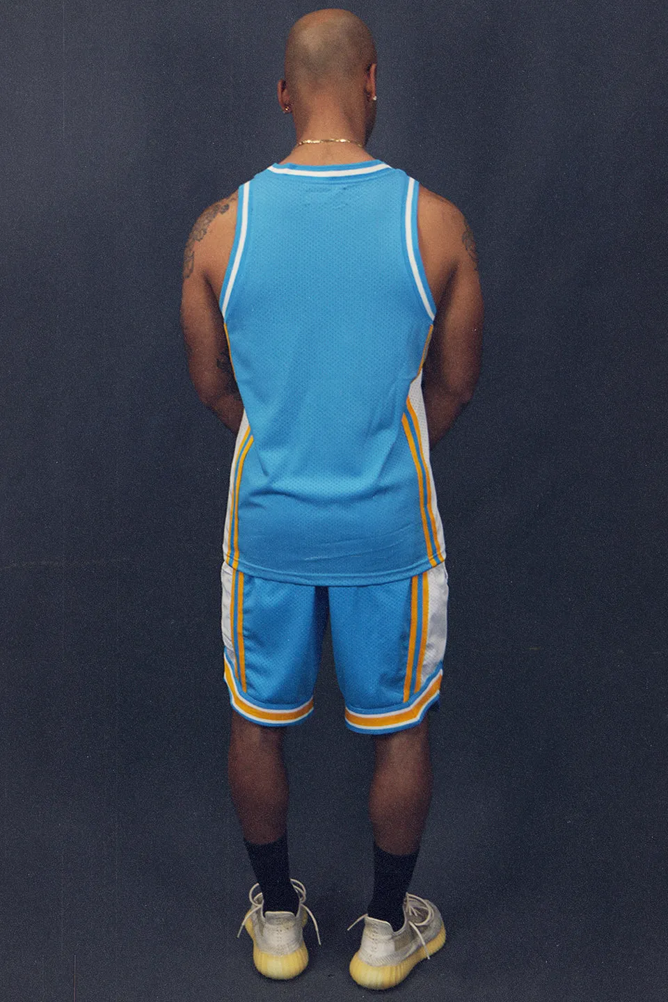 Denver Men's Sky Blue Retro Mesh Basketball Workout Shorts