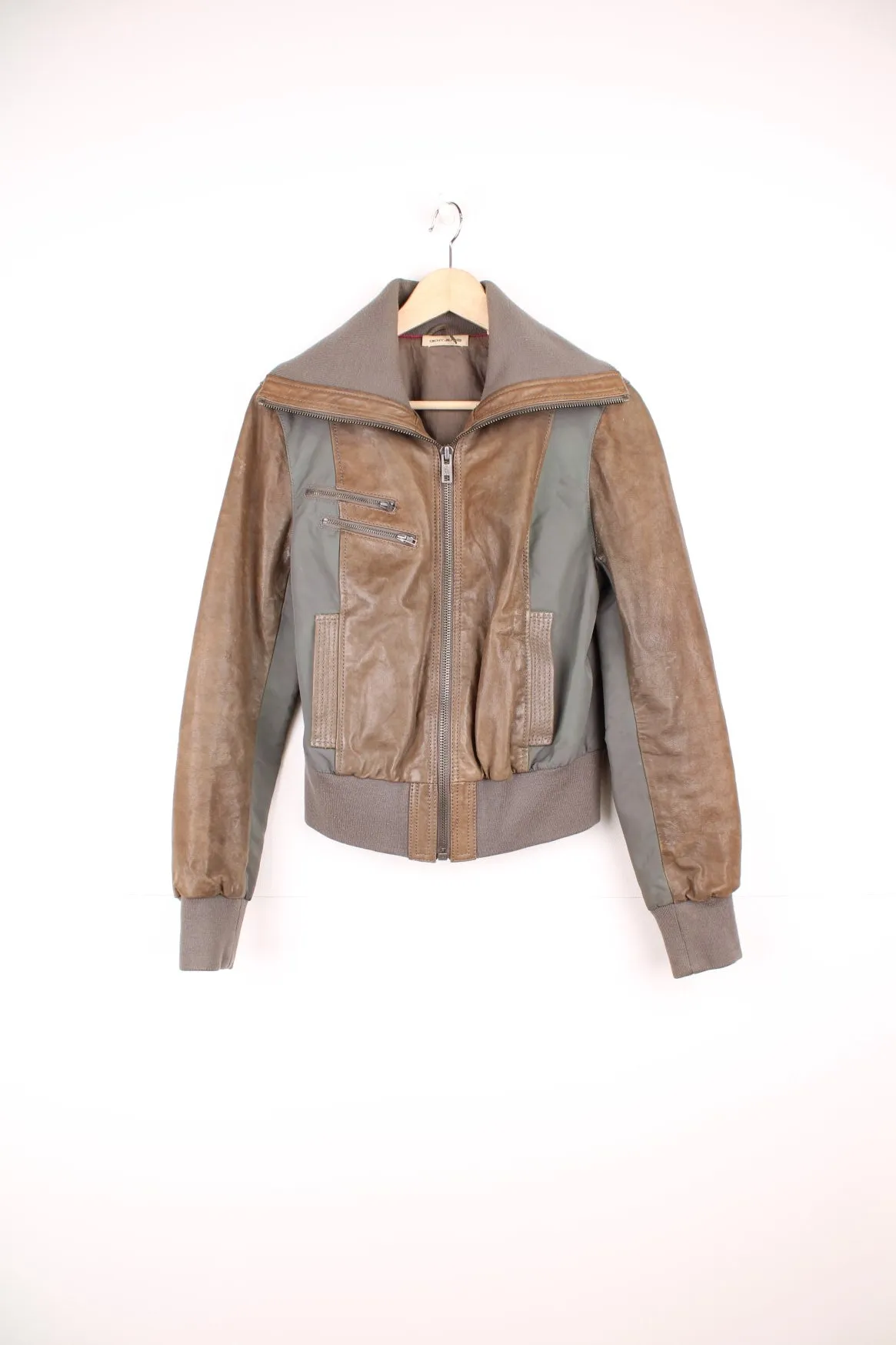 DKNY Leather Bomber Jacket