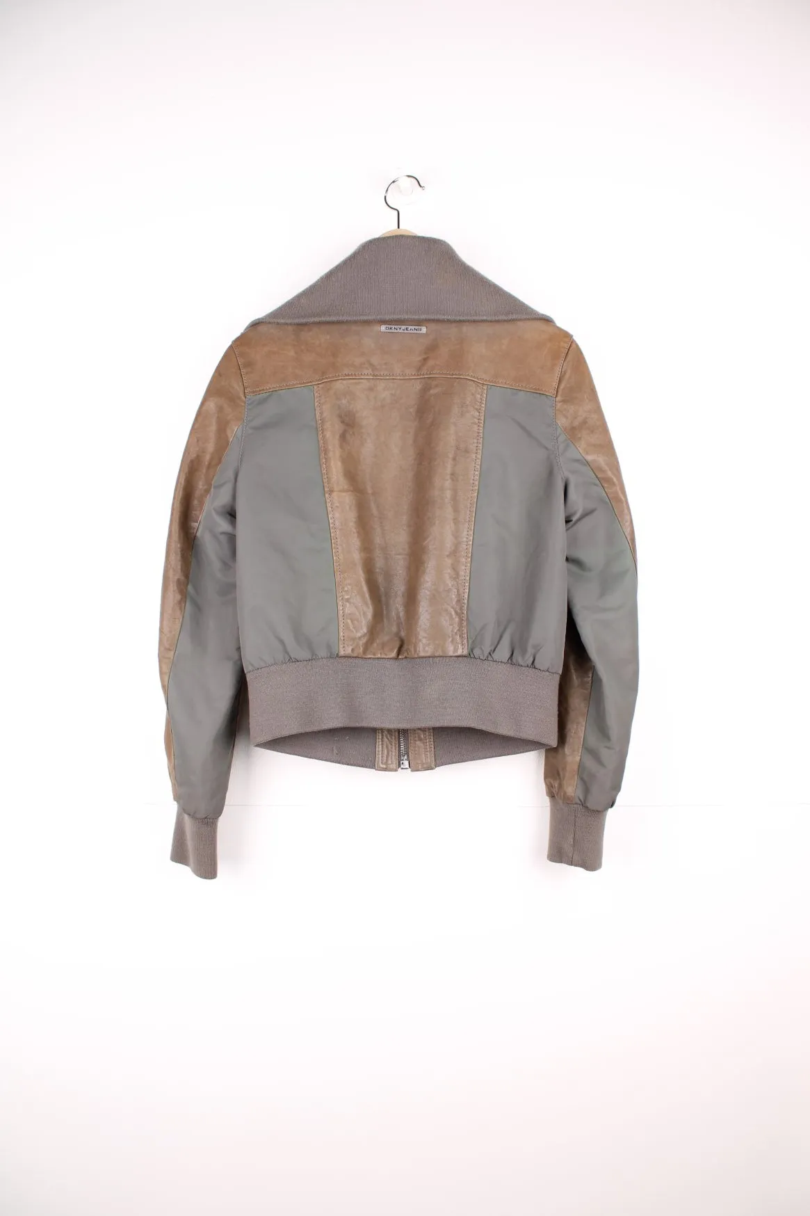 DKNY Leather Bomber Jacket