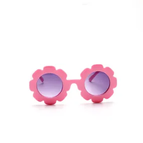 Edna Round Flower Sunglasses - Fuchsia Frame with Dark Lens