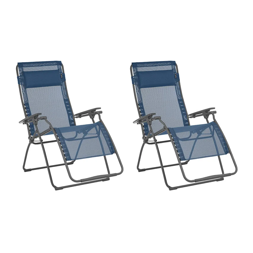 Futura XL Zero Gravity Lawn Chair, Ocean, Steel Framed Recliner - 2 Pack.