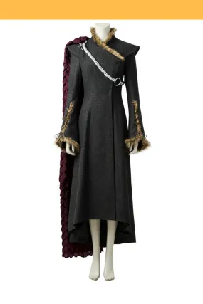 Game of Thrones Daenerys Cosplay Costume with Charcoal Fur Trim