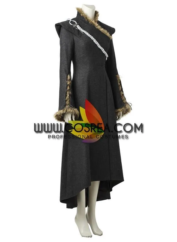 Game of Thrones Daenerys Cosplay Costume with Charcoal Fur Trim