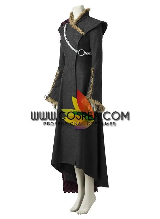 Game of Thrones Daenerys Cosplay Costume with Charcoal Fur Trim