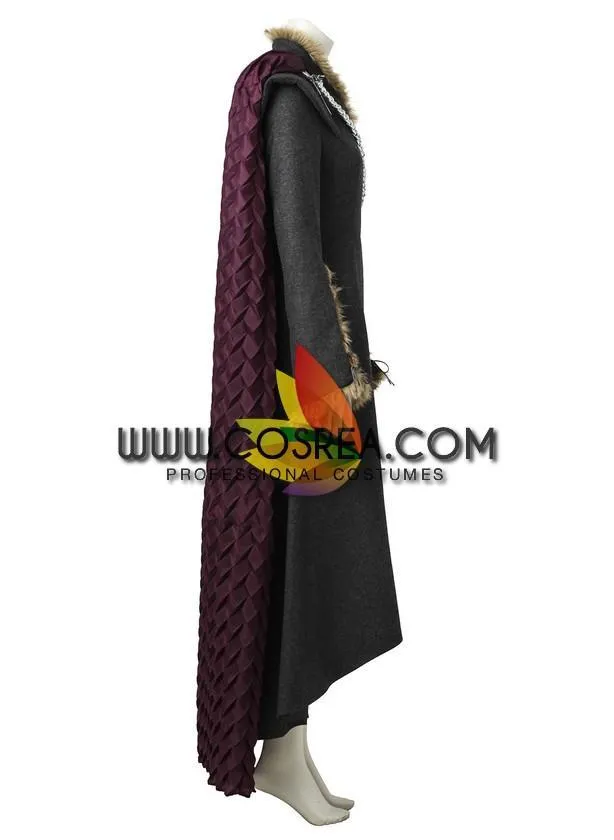 Game of Thrones Daenerys Cosplay Costume with Charcoal Fur Trim