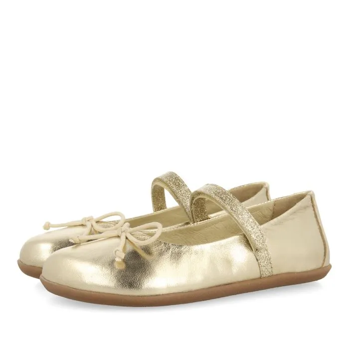 GOLDEN GLITTERY BALLET FLATS WITH BOW EMBELLISHMENT FOR GIRLS AND BOYS ANNSVILLE