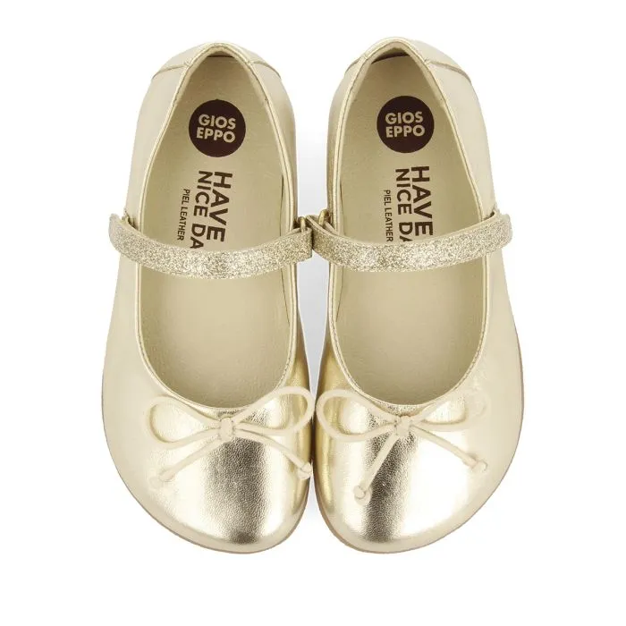 GOLDEN GLITTERY BALLET FLATS WITH BOW EMBELLISHMENT FOR GIRLS AND BOYS ANNSVILLE