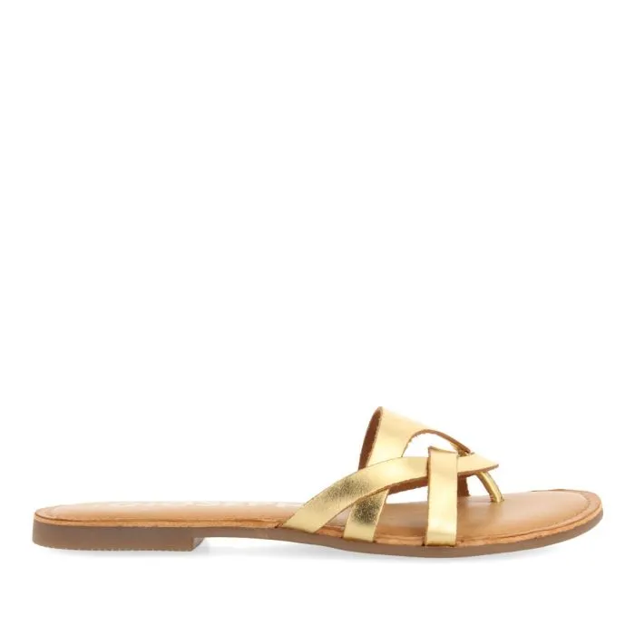 GOLDEN LEATHER SANDALS WITH STRAPS FOR WOMEN CAYUSE