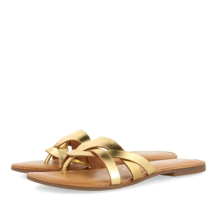 GOLDEN LEATHER SANDALS WITH STRAPS FOR WOMEN CAYUSE