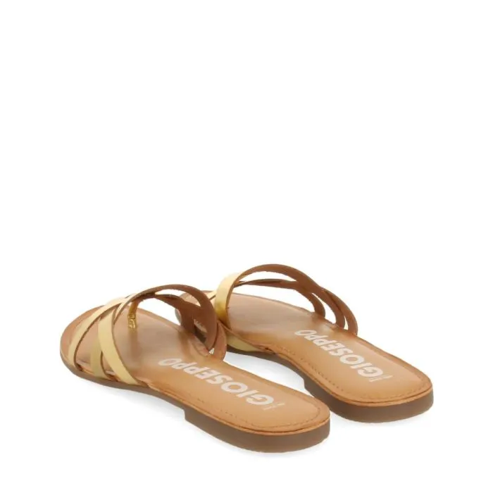 GOLDEN LEATHER SANDALS WITH STRAPS FOR WOMEN CAYUSE