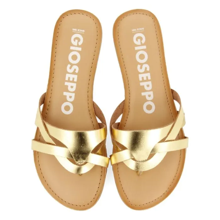 GOLDEN LEATHER SANDALS WITH STRAPS FOR WOMEN CAYUSE