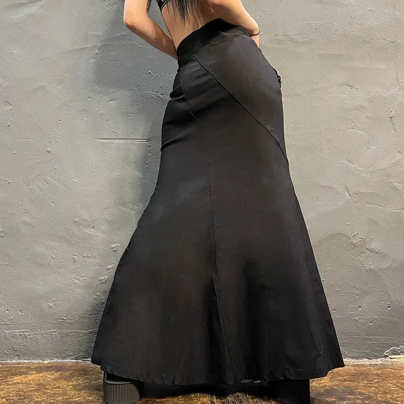 Gothic High Waist Maxi Skirt with Bandage - Result