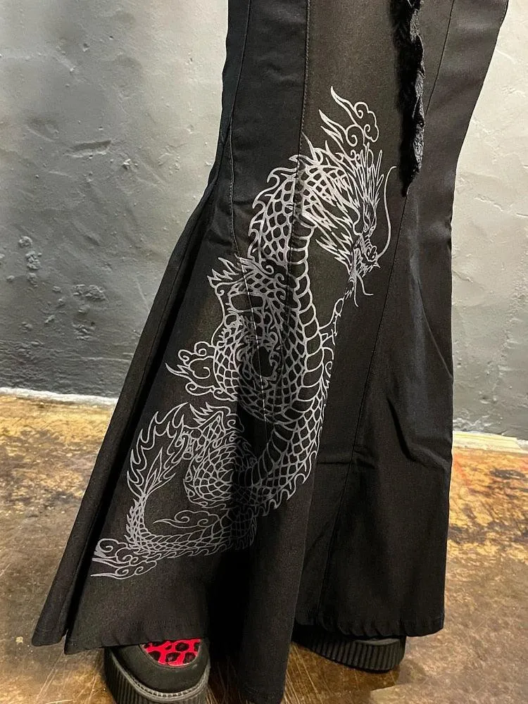 Gothic High Waist Maxi Skirt with Bandage - Result