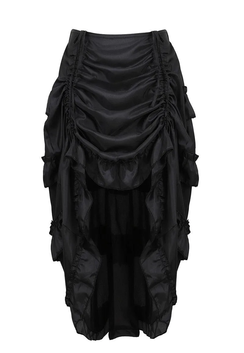 Gothic Party Maxi Skirt with Irregular Pleating and Shirring