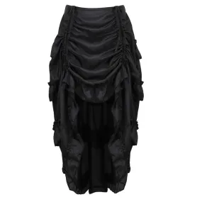 Gothic Party Maxi Skirt with Irregular Pleating and Shirring