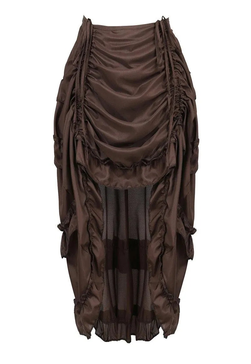 Gothic Party Maxi Skirt with Irregular Pleating and Shirring