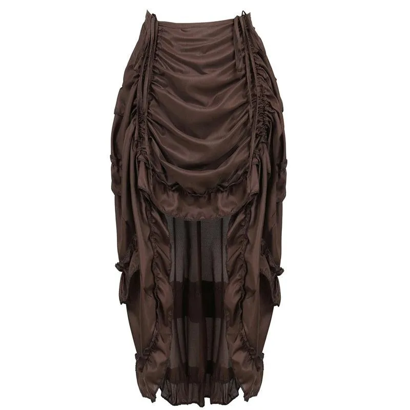 Gothic Party Maxi Skirt with Irregular Pleating and Shirring