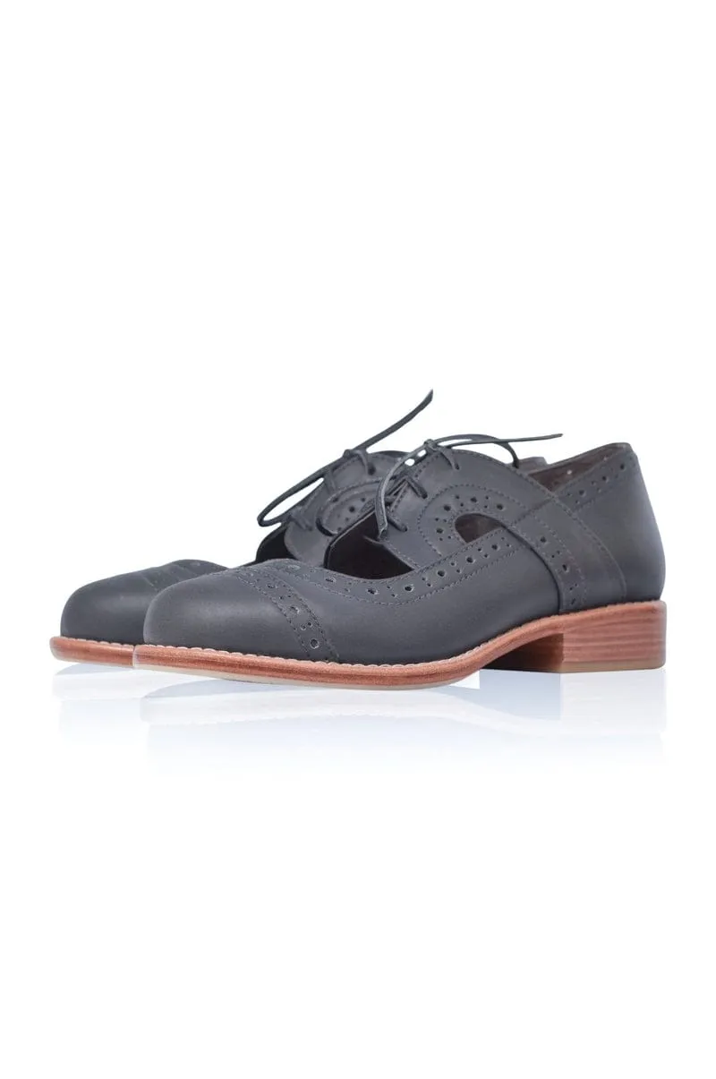 Grey Scandinavian Leather Oxfords