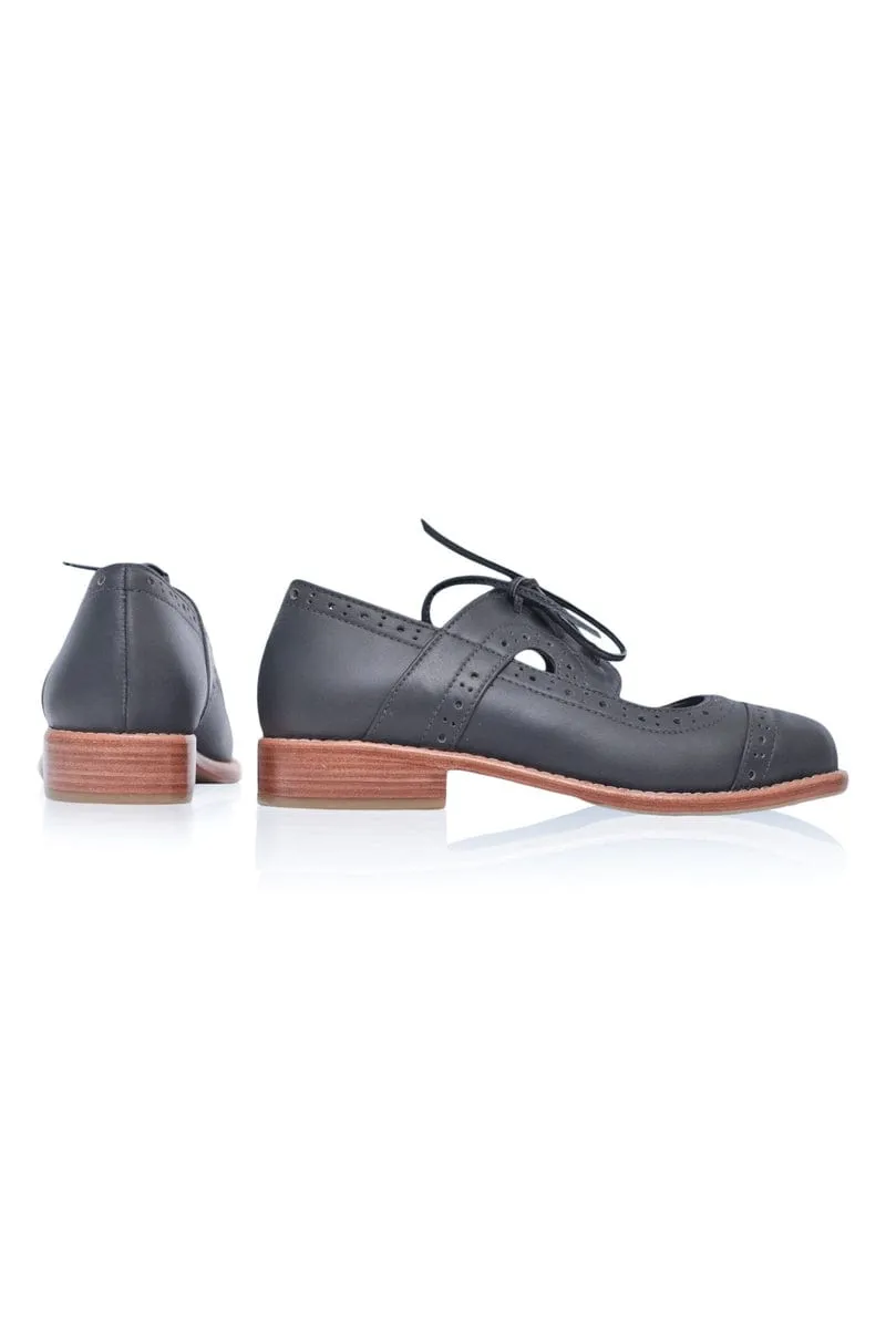 Grey Scandinavian Leather Oxfords