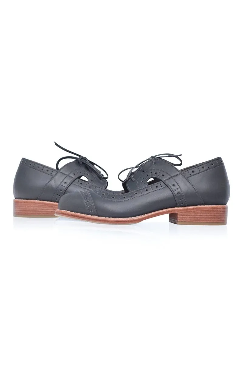 Grey Scandinavian Leather Oxfords