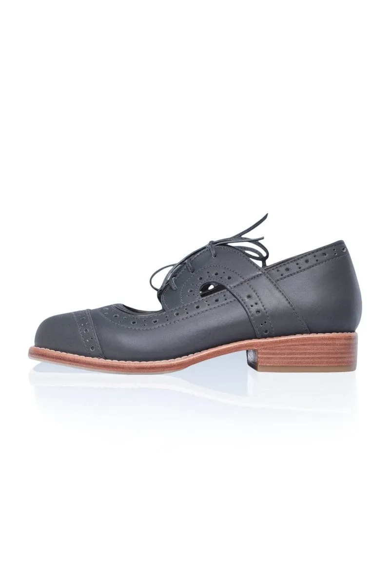 Grey Scandinavian Leather Oxfords