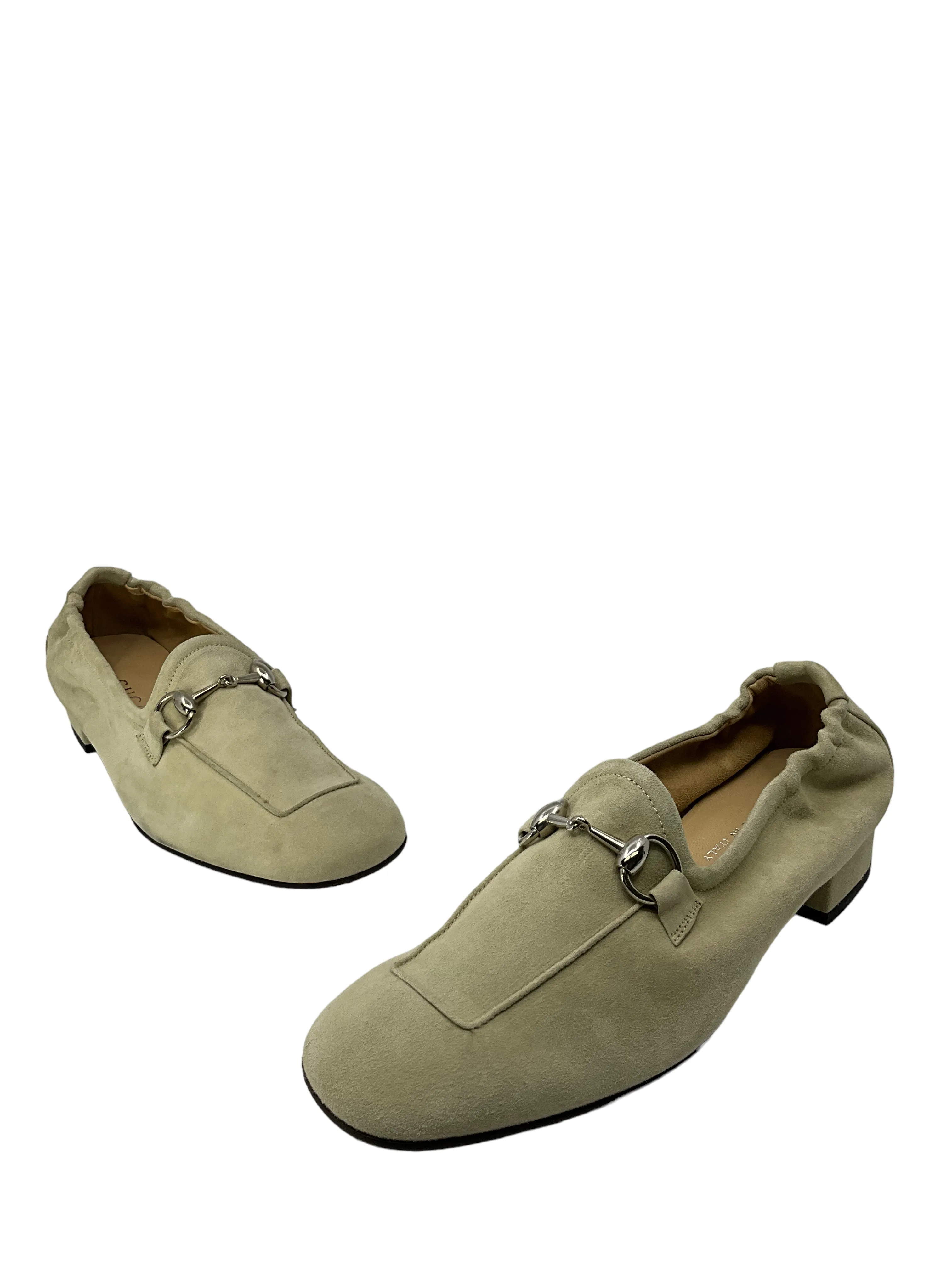 Gucci Beige Suede Loafers - Size 8.5