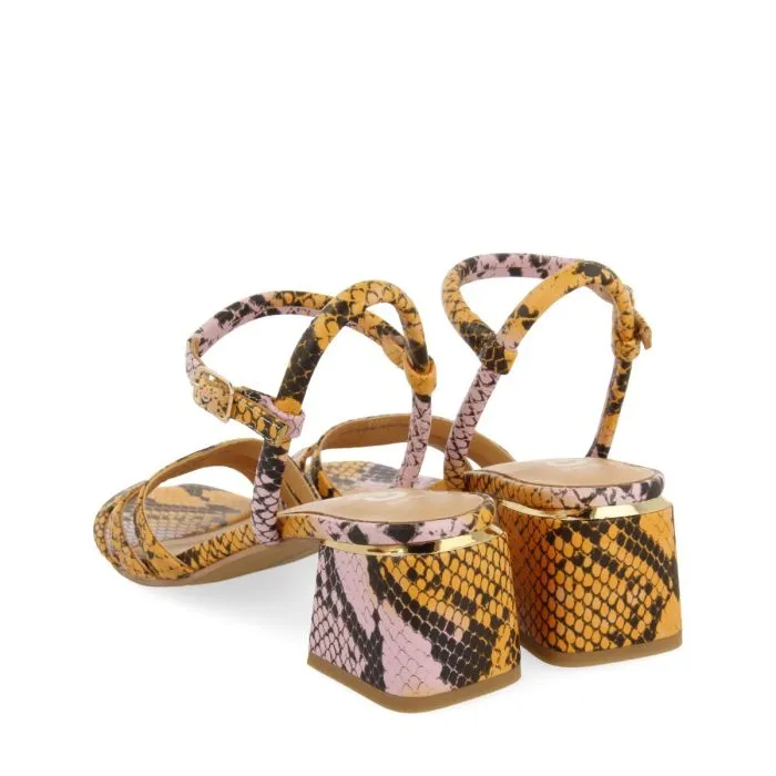 HEEL SANDALS WITH MULTICOLOR ANIMAL PRINT LEATHER FOR WOMEN KUTALLI