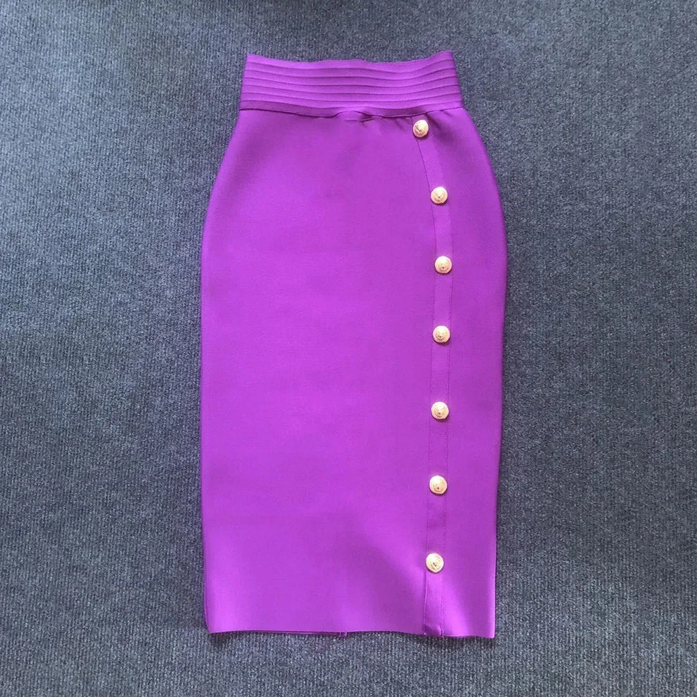 High Waist Pencil Skirt - Button Closure – Bodycon Fit – Bandage Style