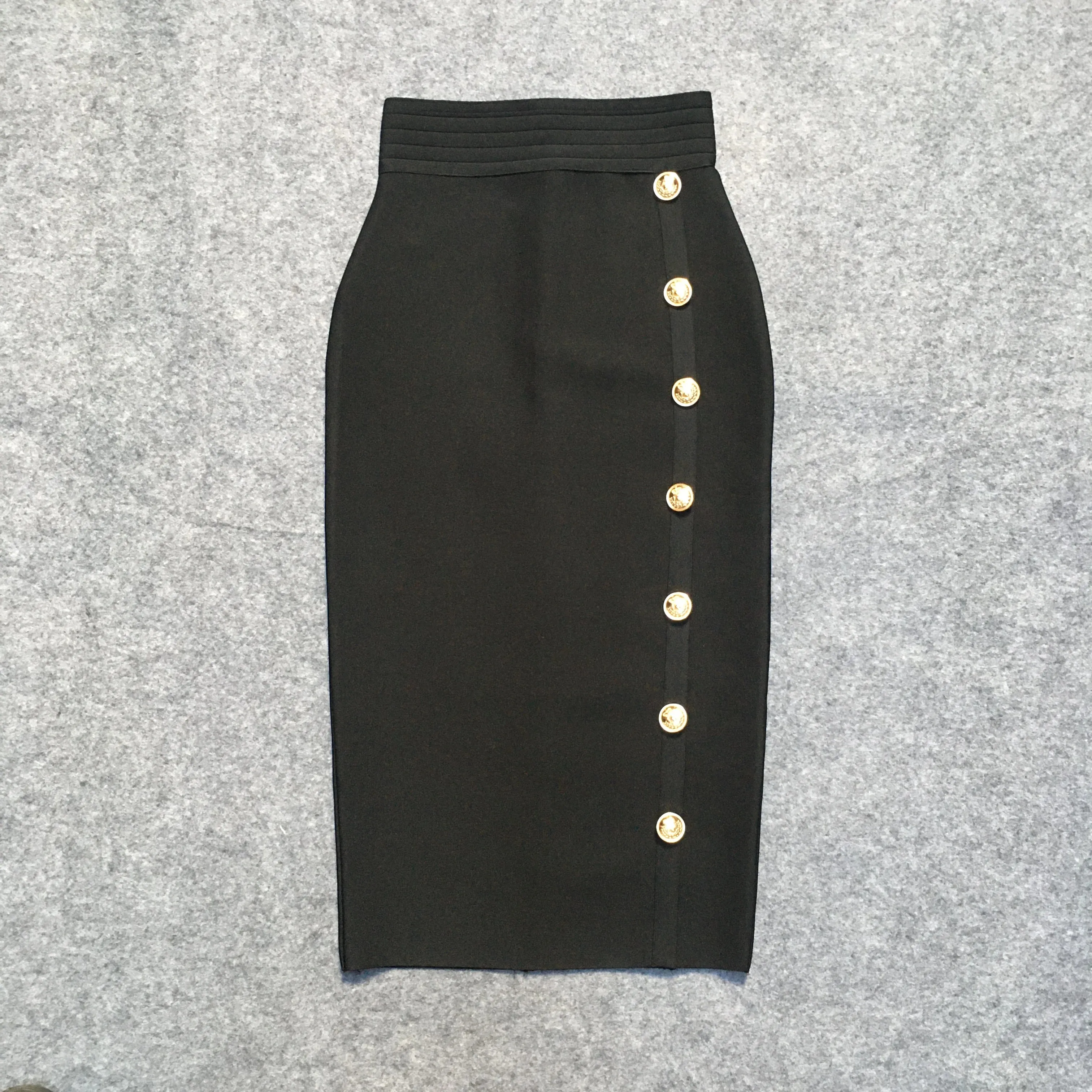 High Waist Pencil Skirt - Button Closure – Bodycon Fit – Bandage Style