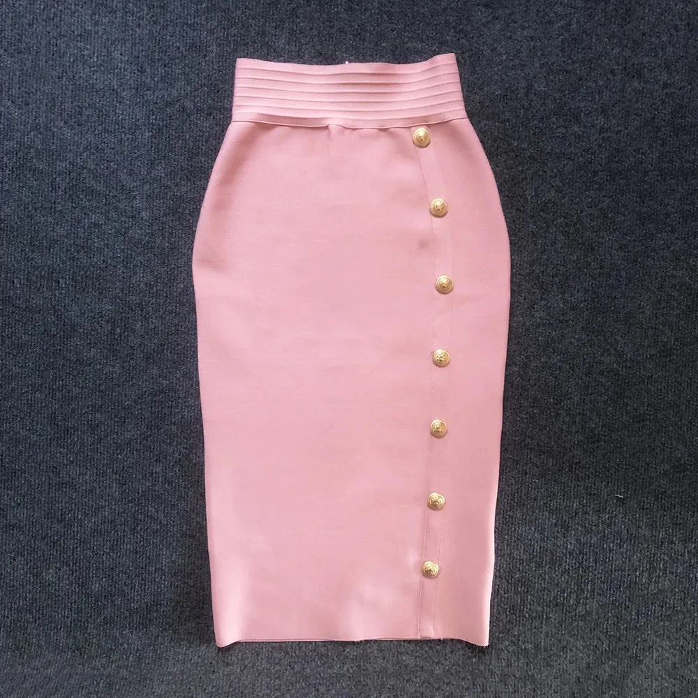 High Waist Pencil Skirt - Button Closure – Bodycon Fit – Bandage Style