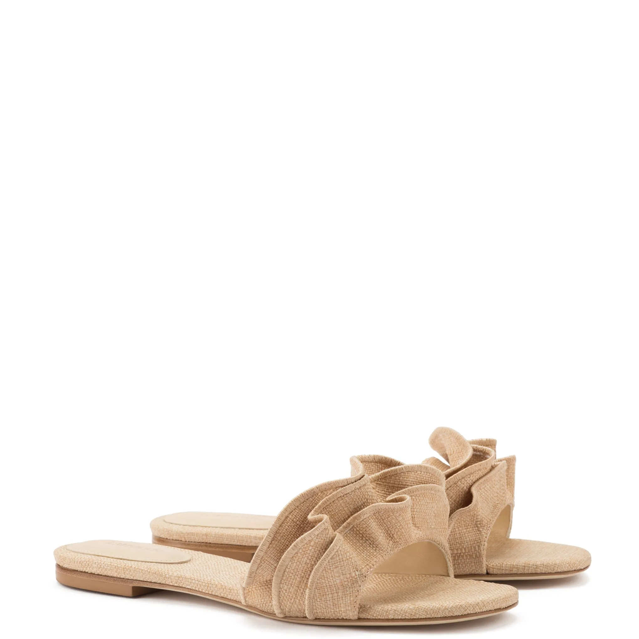 Ivy Beige Raffia Flat Mule