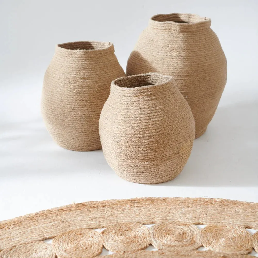 Jute Floor Baskets set of 3: Vaso Variant.