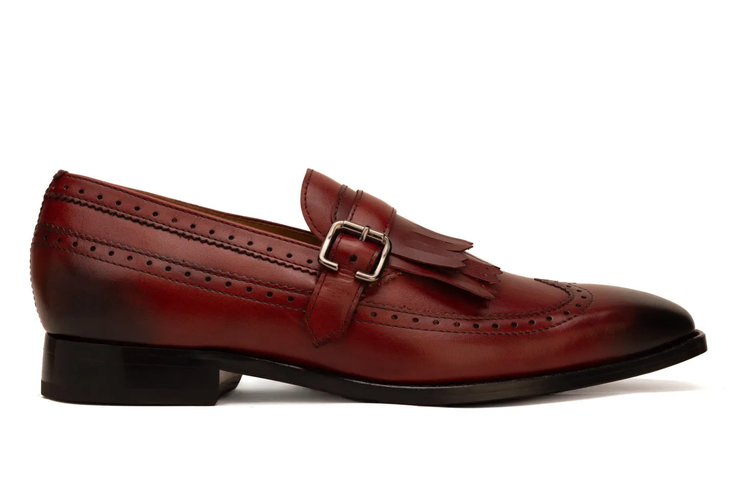 Kiltie Monk Loafer with Buckle Straps