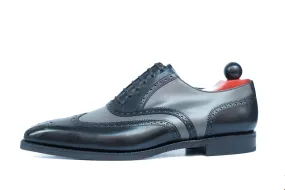 Kitsap MTO black calf and grey calf LPB last city rubber sole Fleur De Lys medallion